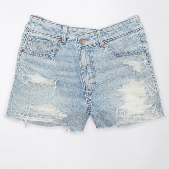American Eagle AE Strigid Denim Mom Jean Shorts Crossover Waist 12 / 31 - Picture 6 of 15